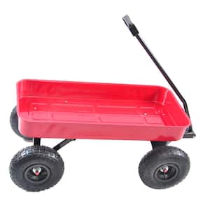 1.1 cu.ft. 176 lbs. Capacity Steel Frame Wagon Heavy-Duty Push Hand Dump Garden Cart with 10 in. Pneumatic Tires