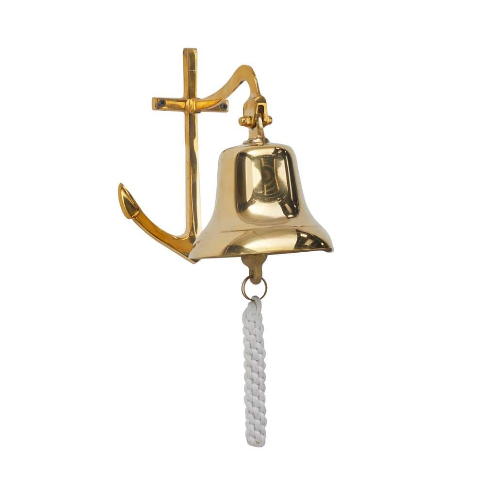 Litton Lane Gold Brass Decorative Bell with Anchor Backing 042065 - The  Home Depot