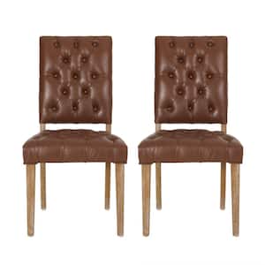 Uintah Cognac Brown and Natural Tufted Dining Chair (Set of 2)