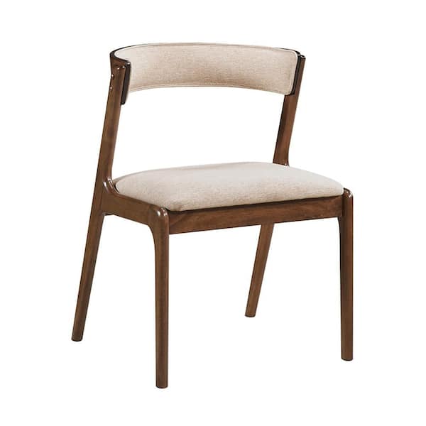 Lazzara Brixley Walnut Finish Textured Fabric Upholstered Dining Chair, (Set of 2)