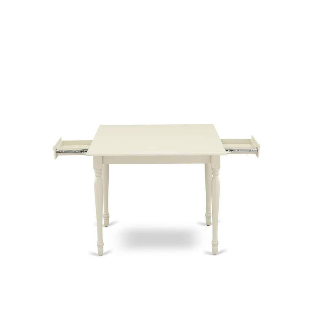 Linen White Rectangular Dining Table Set with Black Upholstered Chairs