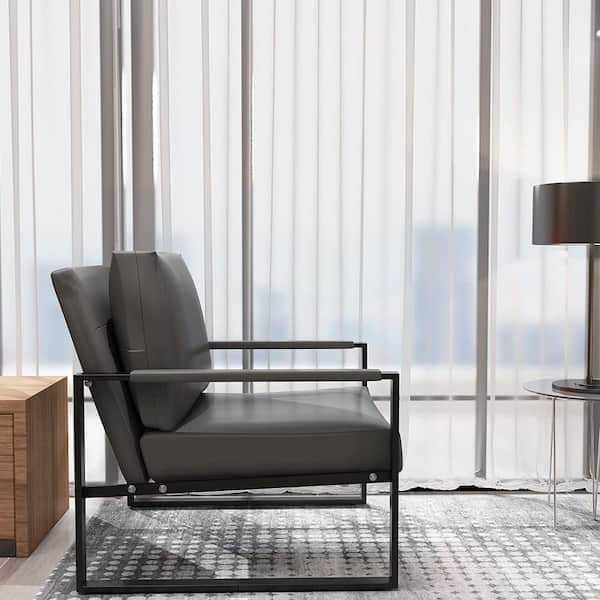 Gray leather lounge deals chair