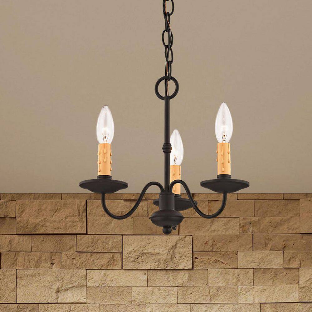 Elegant Black Mini Chandelier with Faux Candle Lights