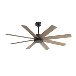 60 in. 8-Plywood Blades Black and Light Gray Indoor Ceiling Fan with Remote