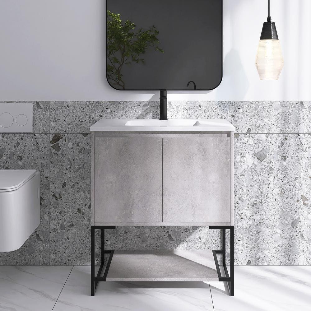 30 in. W x 19 in. D x 34 in. H Single Sink Freestanding Bathroom Vanity in 