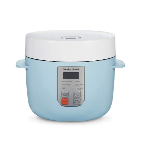 12-Cup Blue Rice Cooker with Multi-Function Settings