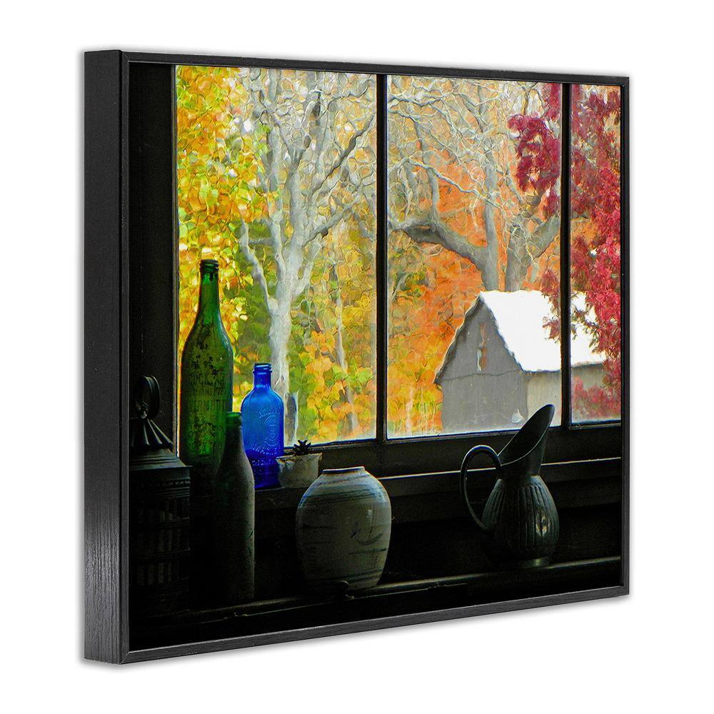 Fall Foliage Landscape Framed Canvas Print in Black Frame