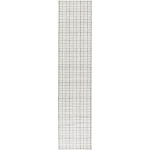Washables Ivory 2 ft. x 10 ft. Geometric Contemporary Runner Area Rug