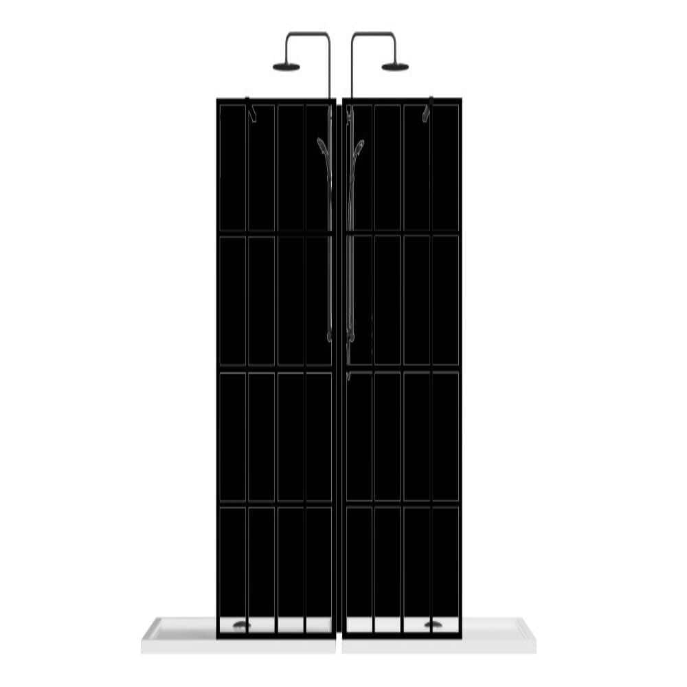 "46""W x 72""H Walk In Wet Room Shower Screen, Full Black Frame With 4 Panels Tempered Glass" price history on PriceWatchPro