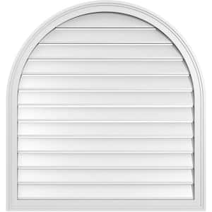 36 in. x 38 in. Round Top Surface Mount PVC Gable Vent: Functional with Brickmould Frame