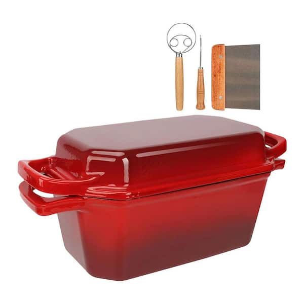 3.6 qt Oval Cast Iron Dutch Oven with Skillet Lid in Black Enameled Finish for Bread Baking and Roasting