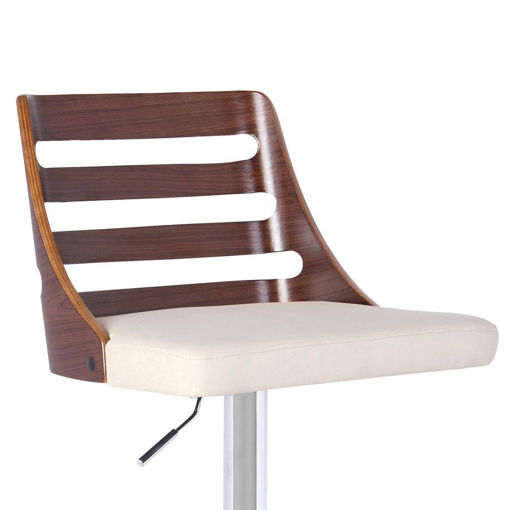 Storm Adjustable Swivel Bar Stool in Cream Faux Leather and Chrome