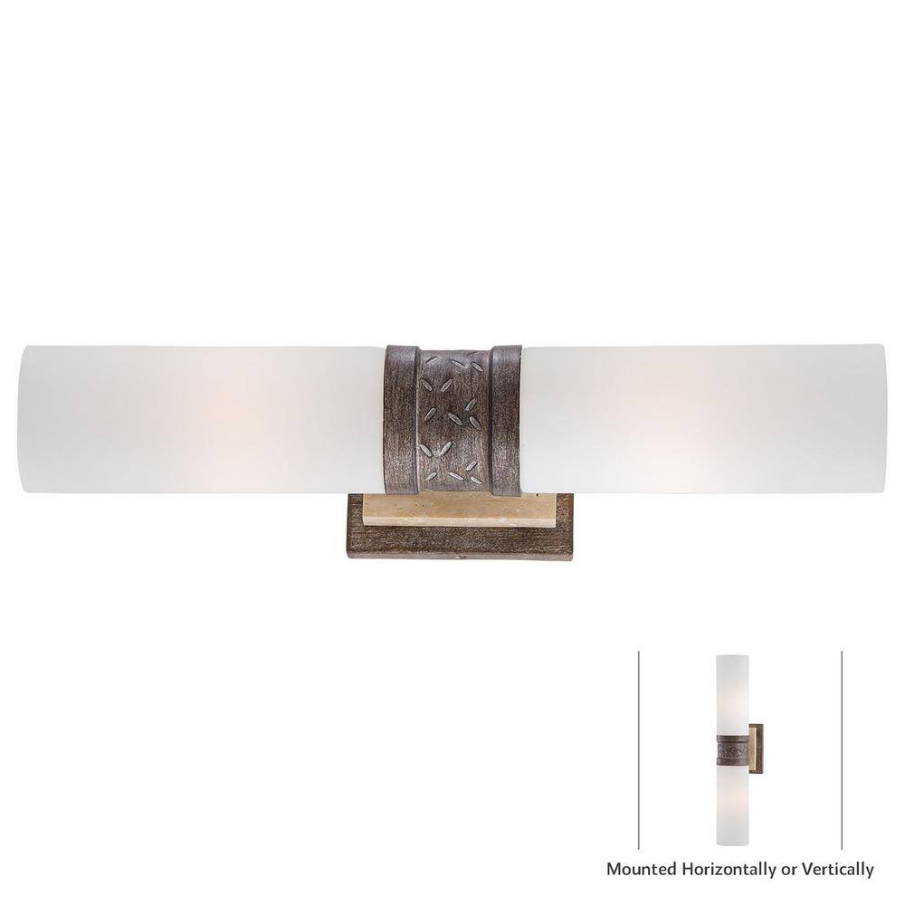 Aged Patina Iron and Opal Glass Cylinder Sconce