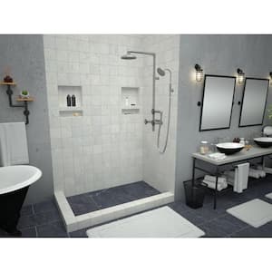 WonderFall Trench 42 in. x 72 in. Double Threshold Shower Base with Right Drain and Tileable Trench Grate