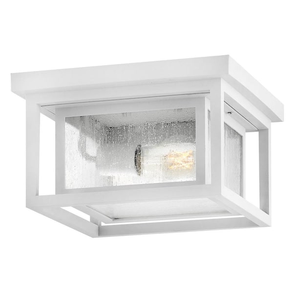 HINKLEY Republic 11.0 in. 2-Light Textured White Flush Mount