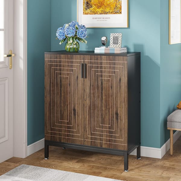 37 in. H x 31 in. W Brown MDF Shoe Storage Cabinet, 5-Tier Modern Shoe Racks, 20-Pairs for Closet, Living Room, Bedroom