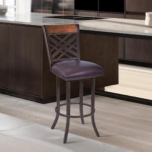 Tahiti 26 in. Bar Stool in Auburn Bay with Brown Pu upholstery