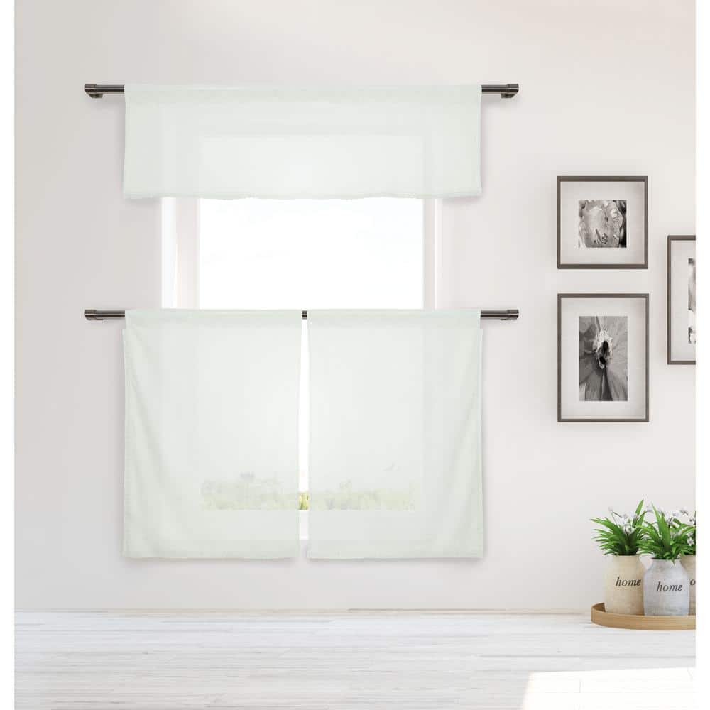 White Solid Rod Pocket Room Darkening Curtain - 15 in. W x 58 in. L (Set of
