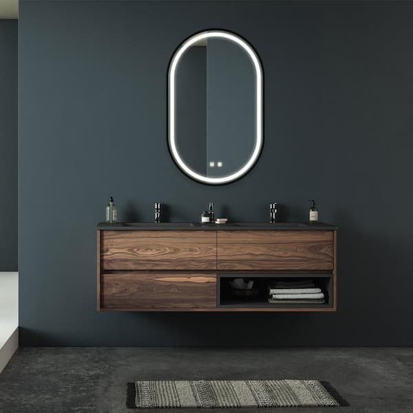 FUNKOL 20 in. W x 32 in. H Oval Led with Framed Wall Mount High Lumen Bathroom Vanity Mirror Energy Saving Waterproof Anti-fog
