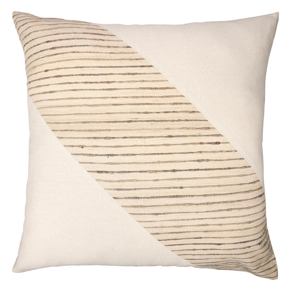 Stella White/Beige Geometric Hand-Woven Indoor Polyfilled 24 in. x 24 in. T