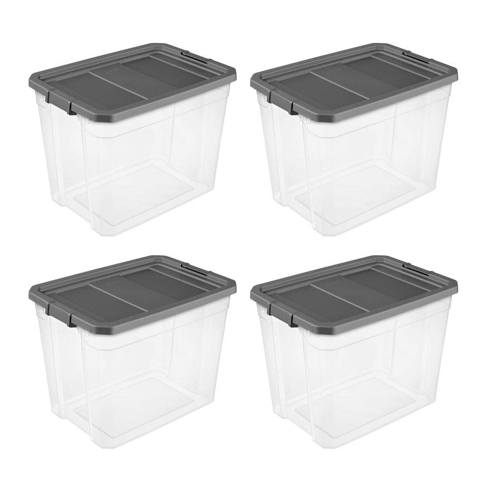 Sterilite 108 qt. Clear Stacker Storage Container Tote with Latching Lid (4-Pack)