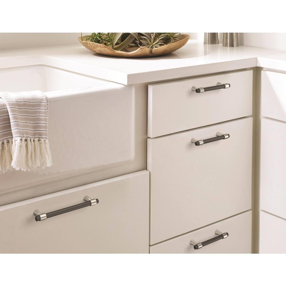 Matte Black and Satin Nickel Modern Cabinet Bar Pull