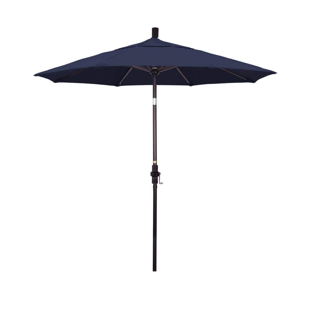 7.5 ft. Bronze Aluminum Market Patio Umbrella Collar Tilt Crank Lift in Navy Blue Sunbrella price history on PriceWatchPro