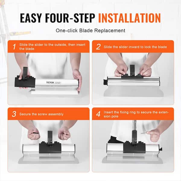 VEVOR Drywall Skimming Blade Set 7 in./10 in./14 in./16 in./24 in. Skimming Blades with 34 in. - 81 in. Extension Handle Pole