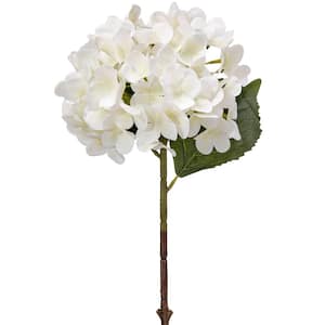 19 in. White Artificial Hydrangea Flower Stem