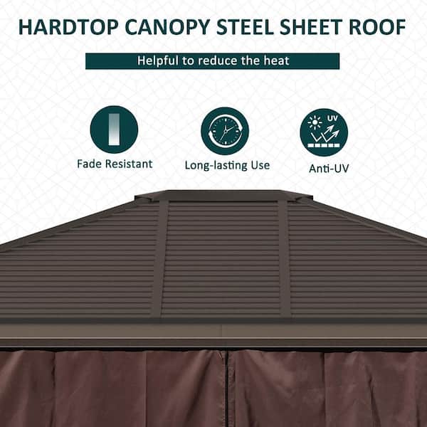 Outsunny 12 ft. x 10 ft. Steel Hardtop Canopy Gazebo with