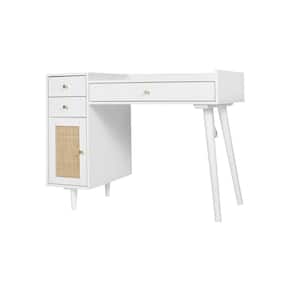 42 in White Makeup Vanity Table with Drawers and Plug-in Board