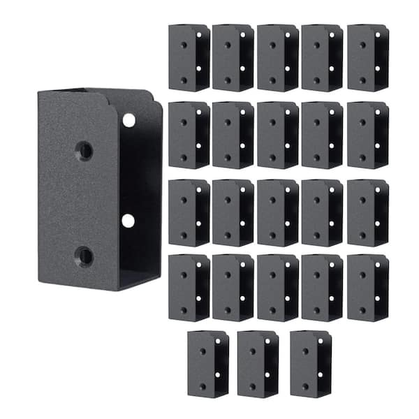 24PCS Carbon Steel 2x4 Deck Railing Brackets Connectors for Stair Fence Railings Wooden Handrail Brackets with Stability