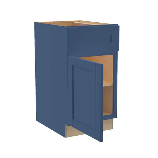Contractor Express Cabinets Arlington 18 in. W x 24 in. D x 34.5 in. H in Vessel Blue Plywood Shaker Stock Assembled Base Kitchen Cabinet Soft Close