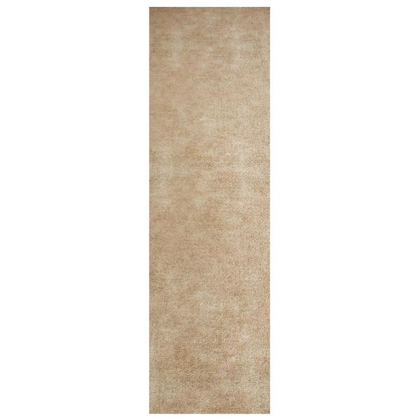 Majestic Beige Non-Slip Rubberback Solid 3 ft. x  9 ft. Indoor Custom Cut Runner Rug