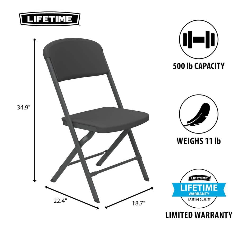 Black Steel and Polyethylene Folding Chair Set, 4-Pack