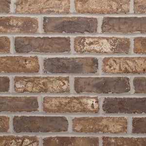 28 in. x 12.5 in. x 0.625 in. Brickwebb Chestnut Thin Brick Sheets - Herringbone (Box of 4 Sheets)