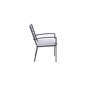 Nusa Slat-Back Outdoor Aluminum Dining Armchair with Cushion - Set of 2