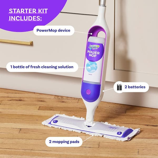 Swiffer Power Mop Starter Kit Cleaning Solution and Batteries) 003077207241 - The Home Depot