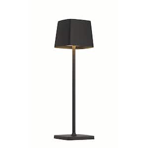 Kovacs 14.56 in. Black Contemporary Integrated LED Table Lamp for Living Room with Black Metal Shade