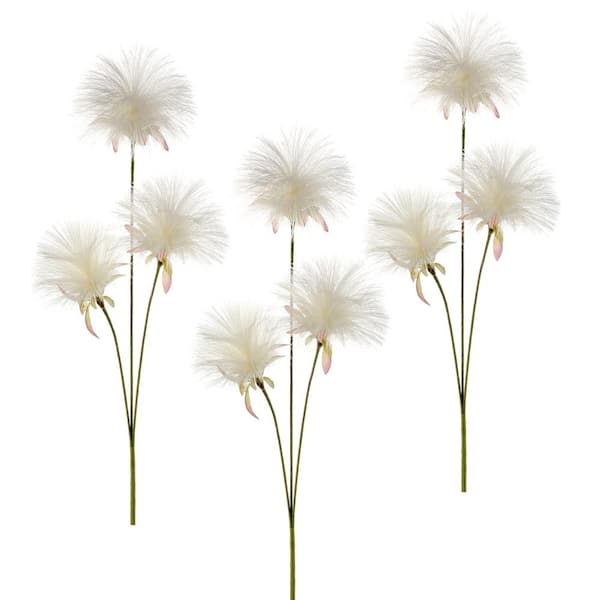 Regency International 28 in. Cream Artificial Dandelion Flower Spray
