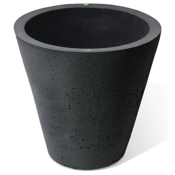 Unbranded Crete 20.5 in. H x 20 in. Black Concrete Texture Self-Watering Planter