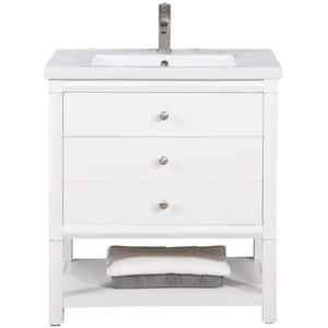 Logan 30 in. W x 18.5 in. D Bath Vanity in White with Porcelain Vanity Top in White with White Basin