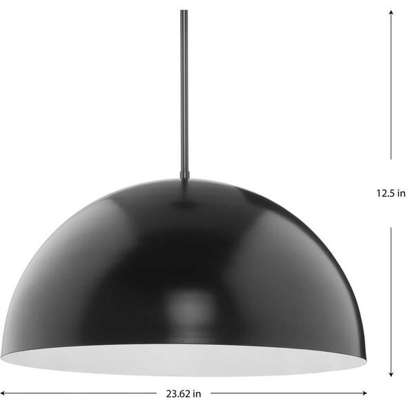 Progress Lighting Saffert 3-Light Matte Black Modern/Contemporary Bowl Medium Hanging Pendant Light