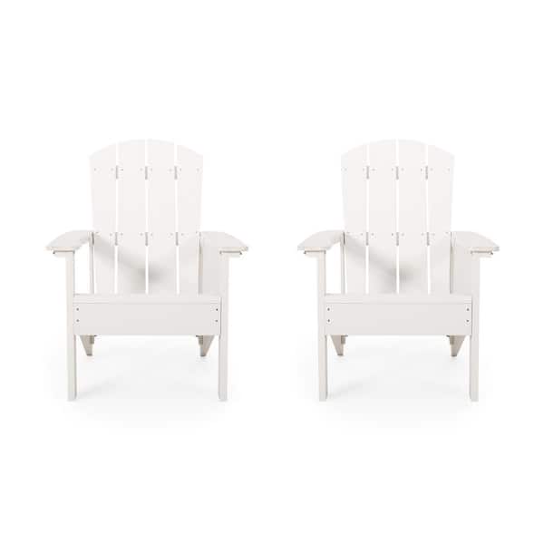 Noble House Giulietta White Wood Outdoor Patio Adirondack Chair (2-Pack)