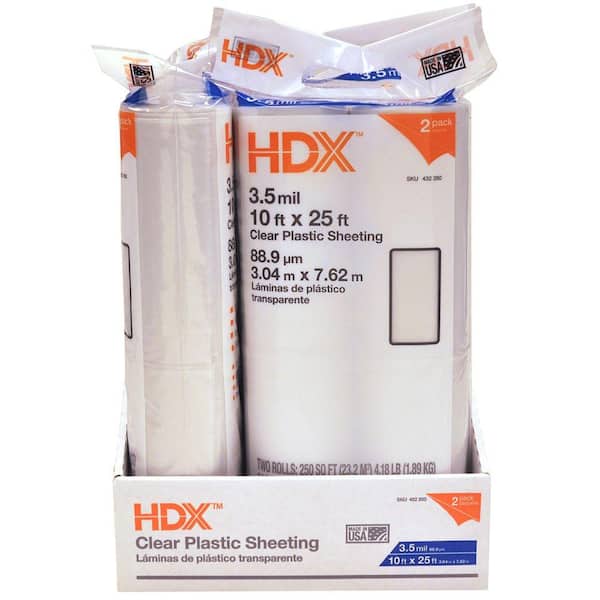 HDX 10 ft. x 100 ft. Clear 4 mil Plastic Sheeting CFHD0410C - The Home Depot