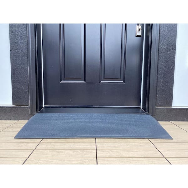 EZ-ACCESS TRANSITIONS 14 in. L x 40 in. W x 1.5 in. H Angled Entry Door  Threshold Welcome Mat, Black, Rubber TAEMBLK02 1.5 - The Home Depot