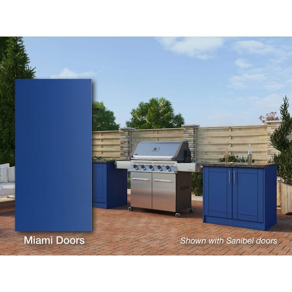 Miami Reef Blue 16 piece 73.25 in. x 34.5 in. x 25.5 in. Outdoor Kitchen Cabinet Island Set