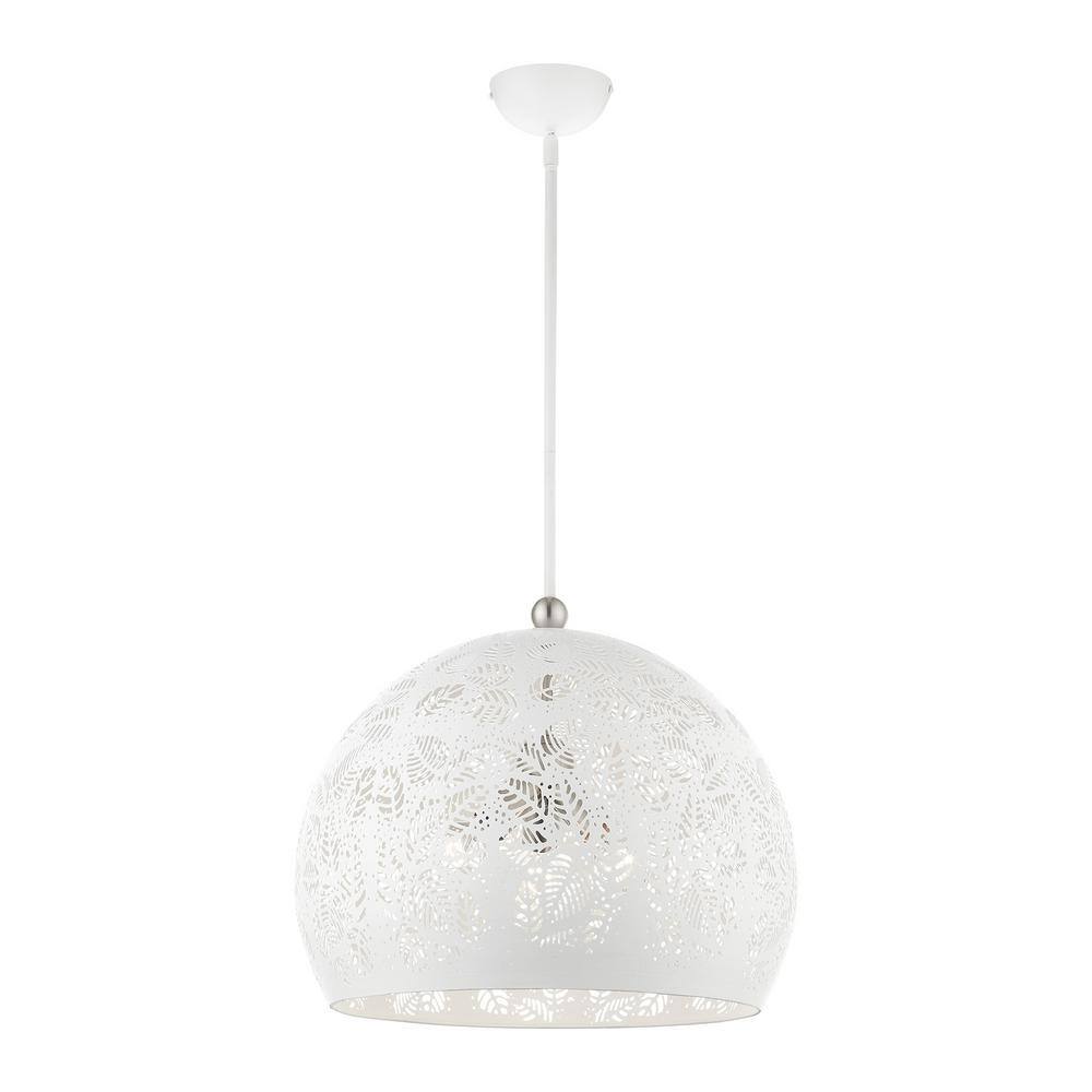 Chantilly Bohemian White and Brushed Nickel 3-Light Globe Pendant