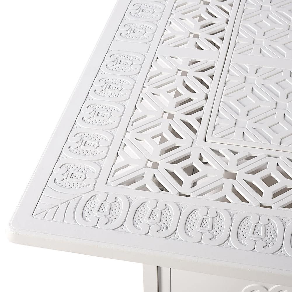 White Aluminum Gas Fire Pit Table with Glass Beads