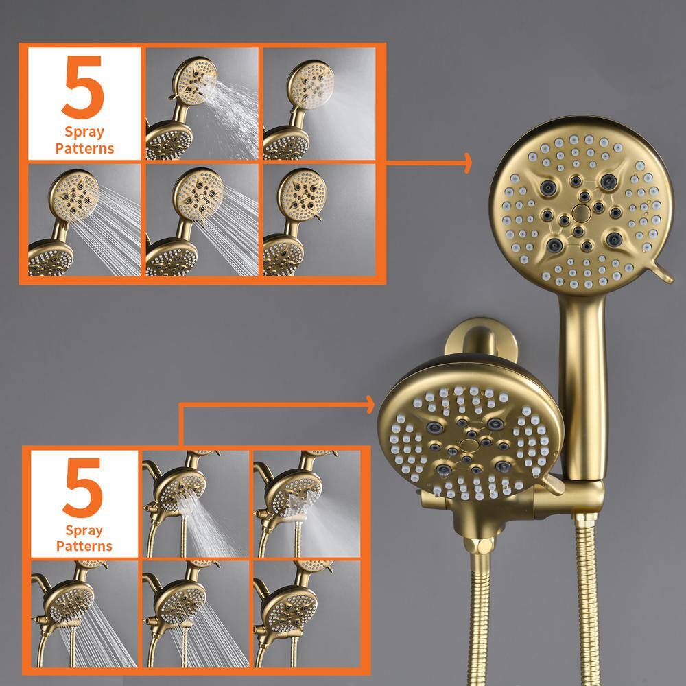 Brushed Gold Multi-Head Rain Shower System with Handheld